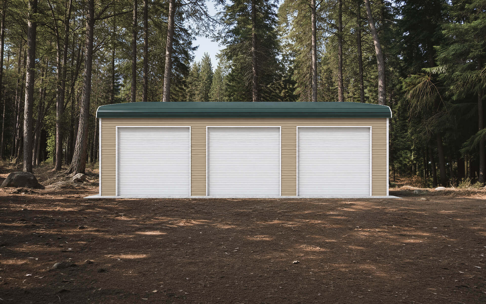 26x35 Regular Roof Triple Wide Metal Garage - Alan's Factory Outlet