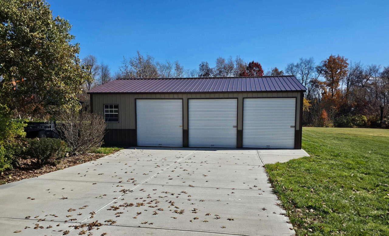 26x35 Vertical Triple Wide Metal Garage