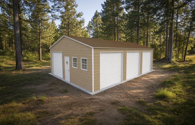 26x35 Vertical Triple Wide Metal Garage