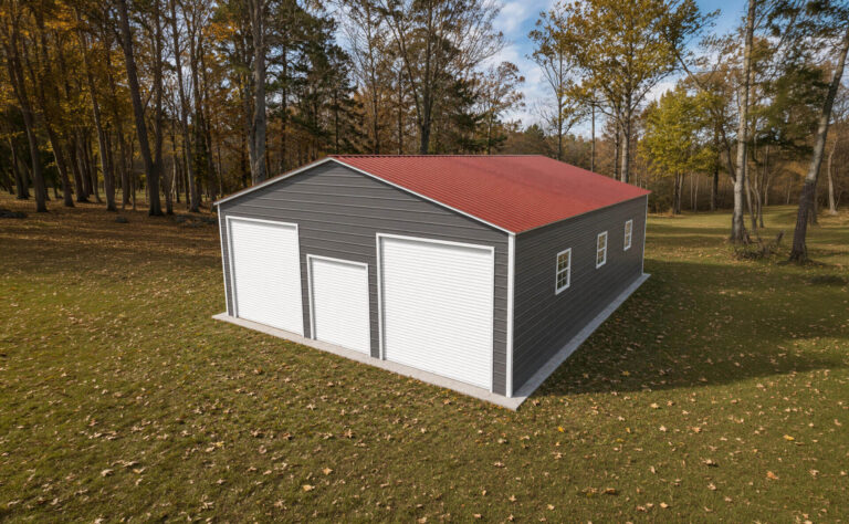28x35 Vertical Triple Wide Metal Garage