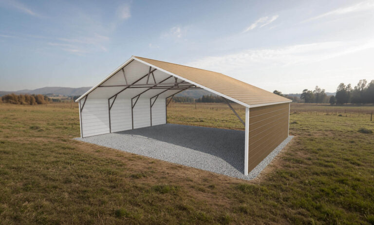 30x20 Boxed Eave Triple Wide Steel Carport