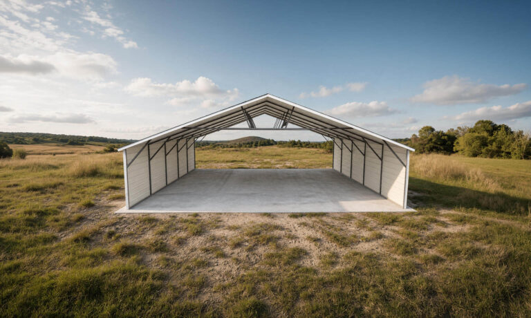 30x25 Boxed Eave Triple Wide Steel Carport