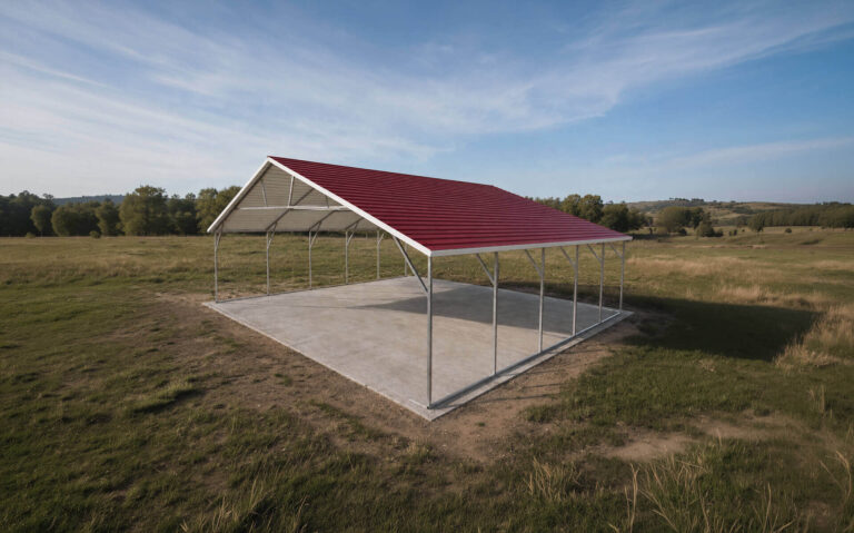 30x25 Boxed Eave Triple Wide Steel Carport
