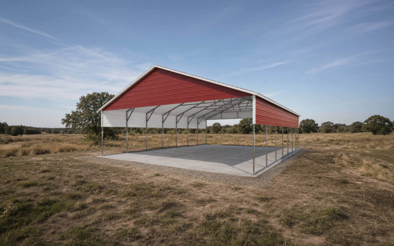 30x20 Boxed Eave Triple Wide Steel Carport