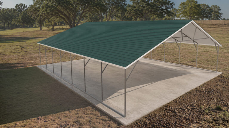 30x35 Boxed Eave Triple Wide Steel Carport