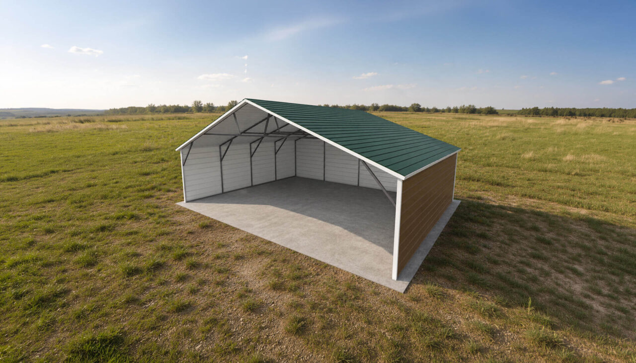 26x20 Boxed Eave Triple Wide Steel Carport