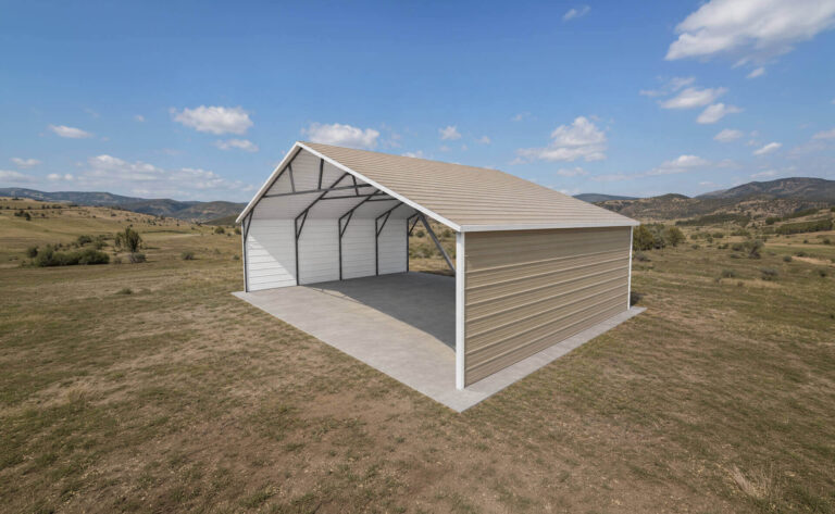 26x20 Boxed Eave Triple Wide Steel Carport