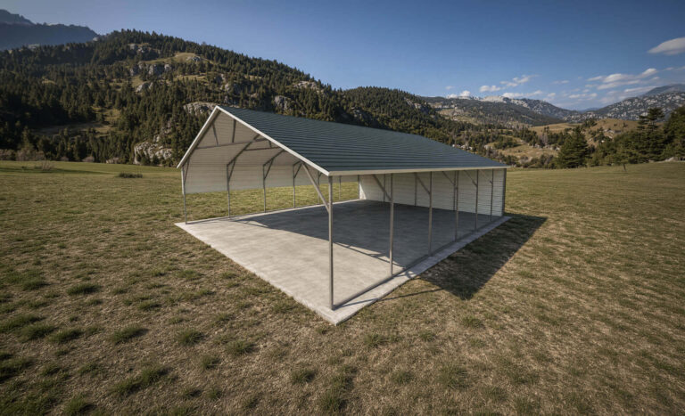 26x30 Boxed Eave Triple Wide Steel Carport