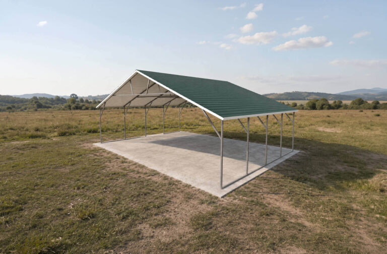 28x20 Boxed Eave Triple Wide Steel Carport