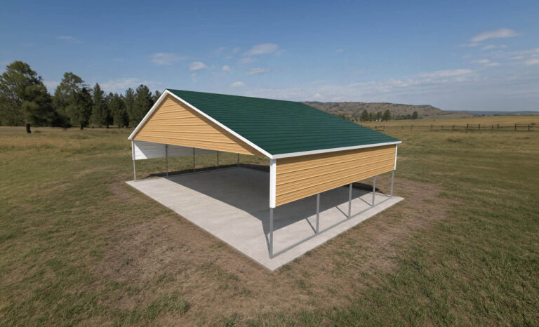 28x20 Boxed Eave Triple Wide Steel Carport