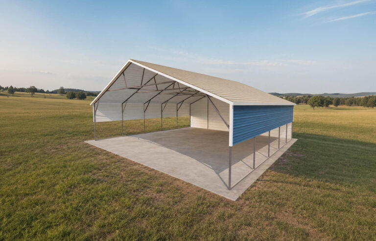 28x25 Boxed Eave Triple Wide Steel Carport