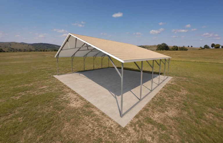 28x25 Boxed Eave Triple Wide Steel Carport