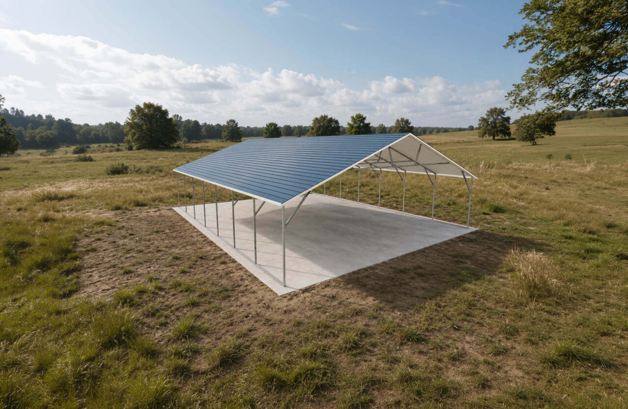 28x35 Boxed Eave Triple Wide Steel Carport
