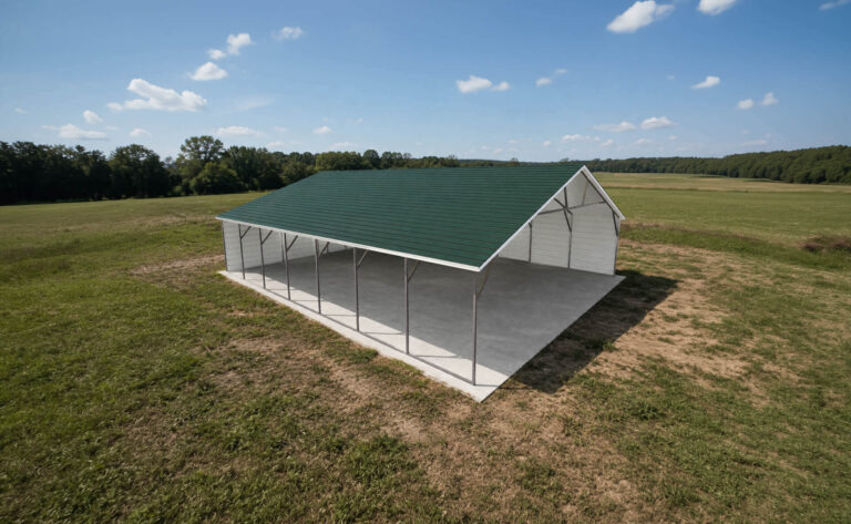 28x35 Boxed Eave Triple Wide Steel Carport