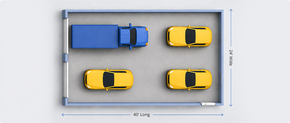 4-Car Tandem Garage Floor Plan